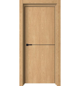 Дверь межкомнатная Лофт-1 Экошпон, Ольха арт, глухая, кромка алюминиевая черная матовая, каркасно-щитовая