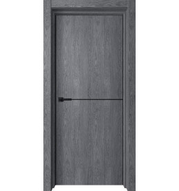 Дверь межкомнатная Лофт-1 Экошпон, Ольха серая, глухая, кромка алюминиевая черная матовая, каркасно-щитовая