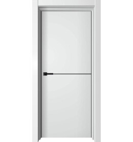 Дверь межкомнатная Лофт-1 Экошпон, Вайт, глухая, кромка алюминиевая черная матовая, каркасно-щитовая