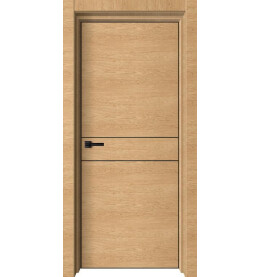 Дверь межкомнатная Лофт-2 Экошпон, Ольха арт, глухая, кромка алюминиевая черная матовая, каркасно-щитовая