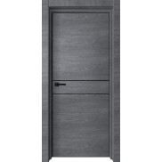 Дверь межкомнатная Лофт-2 Экошпон Ольха серая, глухая, кромка алюминиевая черная матовая, каркасно-щитовая