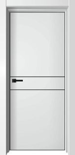 Дверь межкомнатная Лофт-2 Экошпон Вайт, глухая, кромка алюминиевая черная матовая, каркасно-щитовая