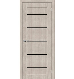 Дверь межкомнатная Мода-22 Экошпон, Cappuccino Melinga, глухая, пластик black line, каркасно-щитовая