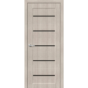 Дверь межкомнатная Мода-22 Экошпон Cappuccino Melinga, глухая, пластик black line, каркасно-щитовая