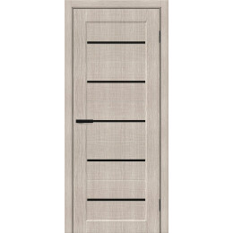 Дверь межкомнатная Мода-22 Экошпон Cream Melinga, глухая, декор black shine, кромка обычная, каркасно-щитовая