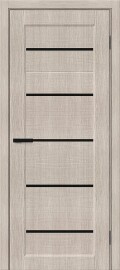 Дверь межкомнатная Мода-22 Экошпон Cream Melinga, глухая, декор black shine, кромка обычная, каркасно-щитовая