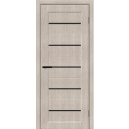 Дверь межкомнатная Мода-22 Экошпон Cream Melinga, глухая, декор black shine, кромка обычная, каркасно-щитовая