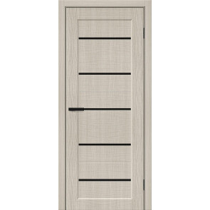 Дверь межкомнатная Мода-22 Экошпон Cream Melinga, black shine, глухая, каркасно-щитовая