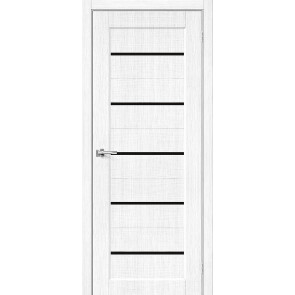 Дверь межкомнатная Мода-22 Экошпон Snow Melinga, глухая, пластик black line, каркасно-щитовая