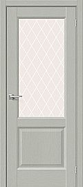 Дверь межкомнатная Неоклассик-33 Экошпон Grey Wood, остекленная, white сrystal, филенчатая