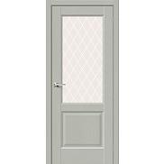 Дверь межкомнатная Неоклассик-33 Экошпон Grey Wood, остекленная, white сrystal, филенчатая