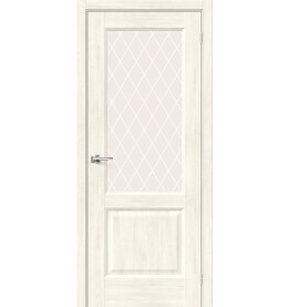 Дверь межкомнатная Неоклассик-33 Экошпон Nordic Oak, остекленная, white сrystal, кромка нет, филенчатая