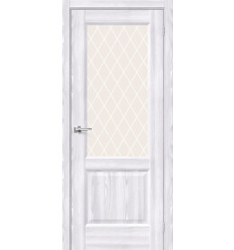 Дверь межкомнатная Неоклассик-33 Экошпон Riviera Ice, остекленная, white сrystal, кромка нет, филенчатая