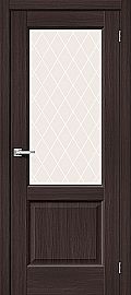Дверь межкомнатная из эко шпона «Неоклассик-33» Wenge Melinga остекление White Сrystal