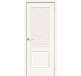 Дверь межкомнатная Неоклассик-33 Экошпон White Wood, остекленная, white сrystal, филенчатая