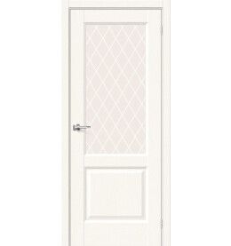Дверь межкомнатная Неоклассик-33 Экошпон White Wood, остекленная, white сrystal, кромка нет, филенчатая