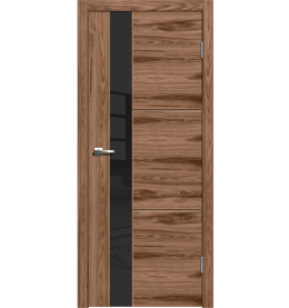 Дверь межкомнатная Лестер 2 Экошпон, Американский орех, остекленная, лакобель чёрный, каркасно-щитовая