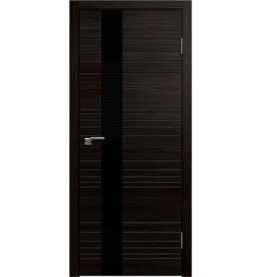 Дверь межкомнатная Новелла 1 Экошпон, Венге, остекленная, лакобель чёрный, каркасно-щитовая