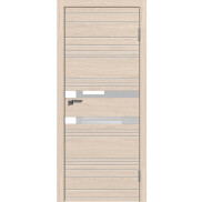 Дверь межкомнатная Новелла 2 Экошпон Лиственница натуральная, остекленная, лакобель белый, кромка обычная, каркасно-щитовая