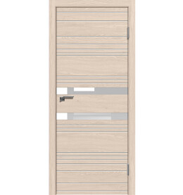 Дверь межкомнатная Новелла 2 Экошпон, Лиственница натуральная, остекленная, лакобель белый, каркасно-щитовая