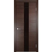 Дверь межкомнатная Турин 15 Экошпон Дуб графит вералинга, глухая, декор лакобель чёрный, кромка пвх, каркасно-щитовая