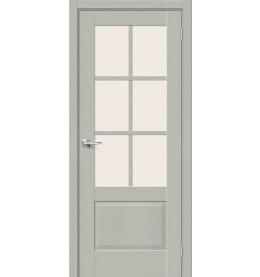 Дверь межкомнатная Прима-13.0.1 Экошпон Grey Wood, остекленная, magic fog, кромка нет, филенчатая