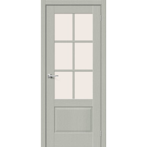 Дверь межкомнатная Прима-13.0.1 Экошпон Grey Wood, остекленная, magic fog, кромка нет, филенчатая