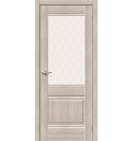 Дверь межкомнатная Прима-3 Экошпон Cappuccino Melinga, остекленная, white сrystal, кромка нет, филенчатая