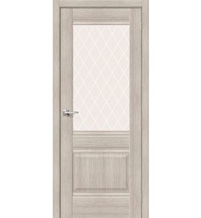 Дверь межкомнатная Прима-3 Экошпон Cappuccino Melinga, остекленная, white сrystal, кромка нет, филенчатая
