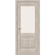 Дверь межкомнатная из эко шпона «Прима-3» Cappuccino Veralinga стекло White Сrystal
