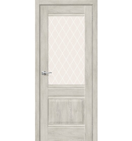 Дверь межкомнатная Прима-3 Экошпон Chalet Provence, остекленная, white сrystal, кромка нет, филенчатая