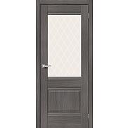 Дверь межкомнатная из эко шпона «Прима-3» Grey Veralinga стекло White Сrystal