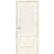 Дверь межкомнатная Прима-3 Экошпон Nordic Oak, остекленная, white сrystal, филенчатая