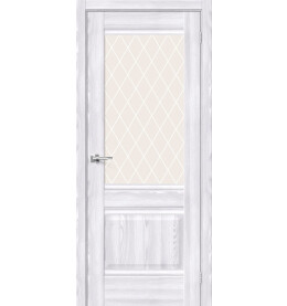 Дверь межкомнатная Прима-3 Экошпон Riviera Ice, остекленная, white сrystal, кромка нет, филенчатая