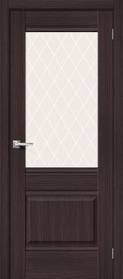 Дверь межкомнатная Прима-3 Экошпон Wenge Melinga, остекленная, white сrystal, кромка нет, филенчатая