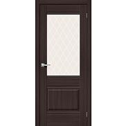 Дверь межкомнатная Прима-3 Экошпон Wenge Melinga, остекленная, white сrystal, филенчатая