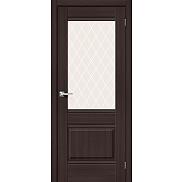 Дверь межкомнатная Прима-3 Экошпон Wenge Veralinga, остекленная, white сrystal, филенчатая