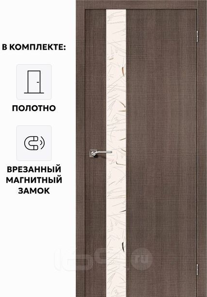 Дверь межкомнатная Порта-51 SA Экошпон, Grey Crosscut, остекленная, каркасно-щитовая