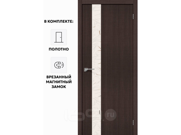 Дверь межкомнатная Порта-51 SA Экошпон, Wenge Crosscut, остекленная, каркасно-щитовая