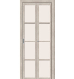 Дверь межкомнатная Твигги-11.3 складная Экошпон, Cappuccino Melinga, остекленная, magic fog, царговая