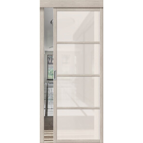Дверь межкомнатная Твигги-11.3 раздвижная Экошпон, Cappuccino Melinga, остекленная, magic fog, царговая