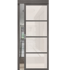 Дверь межкомнатная Твигги-11.3 раздвижная Экошпон, Grey Melinga, остекленная, magic fog, царговая