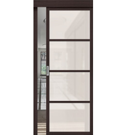 Дверь межкомнатная Твигги-11.3 раздвижная Экошпон, Wenge Melinga, остекленная, magic fog, царговая
