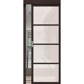 Дверь межкомнатная Твигги-11.3 раздвижная Экошпон, Wenge Melinga, остекленная, magic fog, царговая