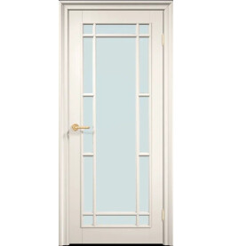 Дверь межкомнатная Англия 13 Эмаль, RAL 9003, остекленная, сатинат белый, каркасно-щитовая
