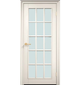 Дверь межкомнатная Англия 15 Эмаль, RAL 9010, остекленная, сатинат белый, каркасно-щитовая