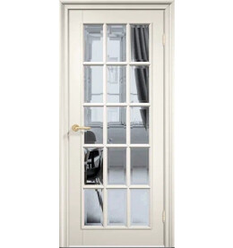 Дверь межкомнатная Англия 15 Эмаль, RAL 9010, остекленная, прозрачное с фацетом, каркасно-щитовая