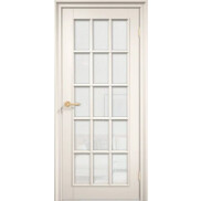 Дверь межкомнатная Англия 15 Эмаль, RAL 9010, остекленная, сатинат белый, каркасно-щитовая