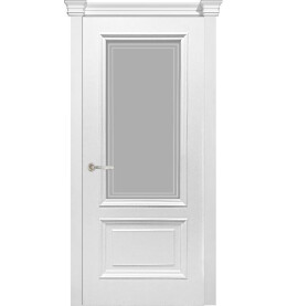 Дверь межкомнатная Багетто 2 Эмаль, Белый, остекленная, сатинат белый, каркасно-щитовая