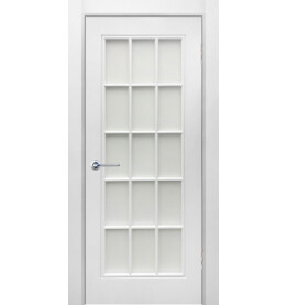 Дверь межкомнатная Британия-1 Эмаль, Белый, остекленная, сатинат белый, каркасно-щитовая